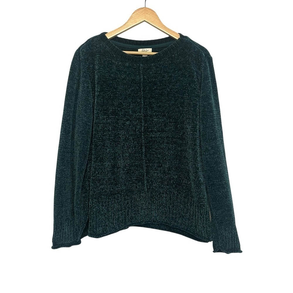 Women's Large Vibrant Green Boxy Crewneck Cozy Comfy Winter Casual Knit Sweater